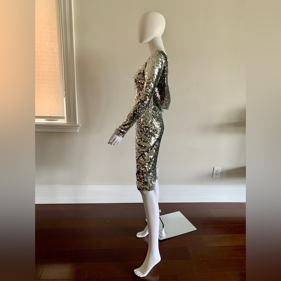 NWOT Marciano Platinum Sequin Dress - Picture 2 of 11